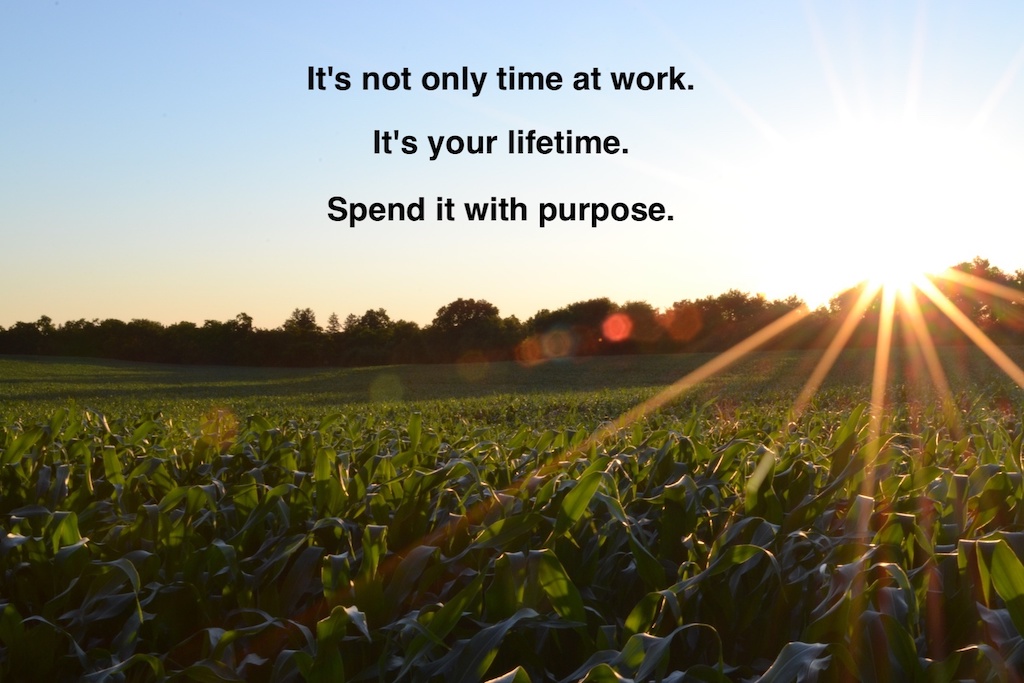 It's not only time at work. It's your lifetime. Spend it with purpose.