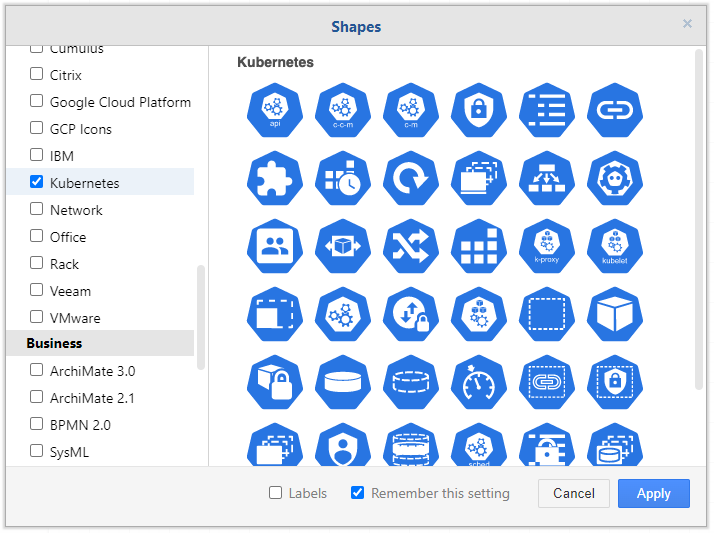 Enabling Kubernetes Icon Set in DrawIO